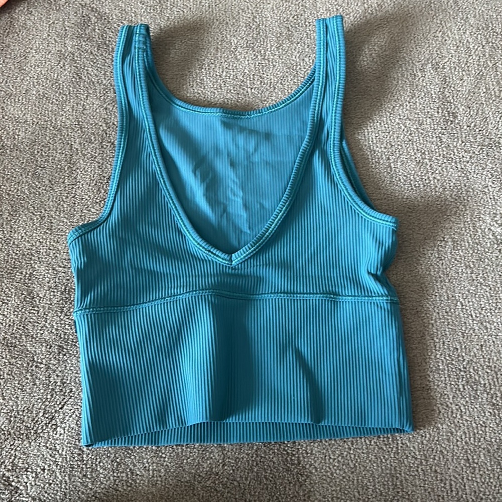 Lululemon Capture Blue Power Pivot Ribbed Tank Top - Picture 2 of 2